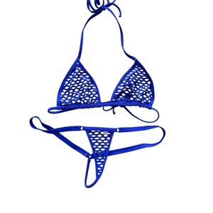 Blue Mesh/Net Bikini Set
